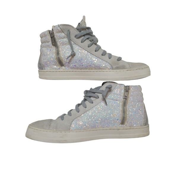 P448 Skate Glitter Mid Top Zip Women's Size 37 / US 6 High Top Sneaker VGUC - Picture 6 of 11